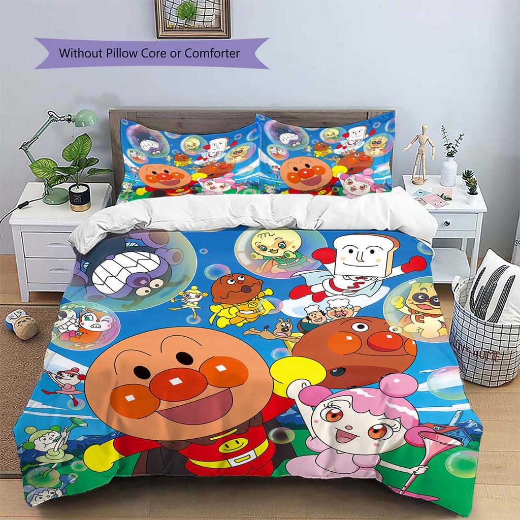 Anpanman Милый Стиль Комплект Постельного Белья Пододеяльник Наволочка Без Наполнителя, Мягкий Домашний Декор Спальни, Идеальный Подарок для Фанатов.chl
