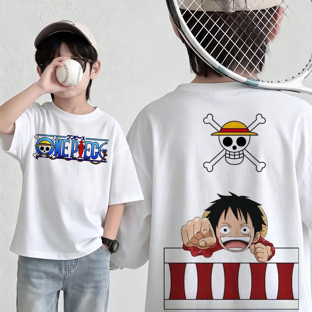 Summer New Arrival One Piece Pattern Tshirt unisex anime print casual shortsleeved fashionable streetwear top Y2K style