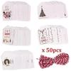 50 шт. Веселого Рождества, белая бумажная бирка с хлопковой нитью, перчатка Санта-Клауса, рождественский декор