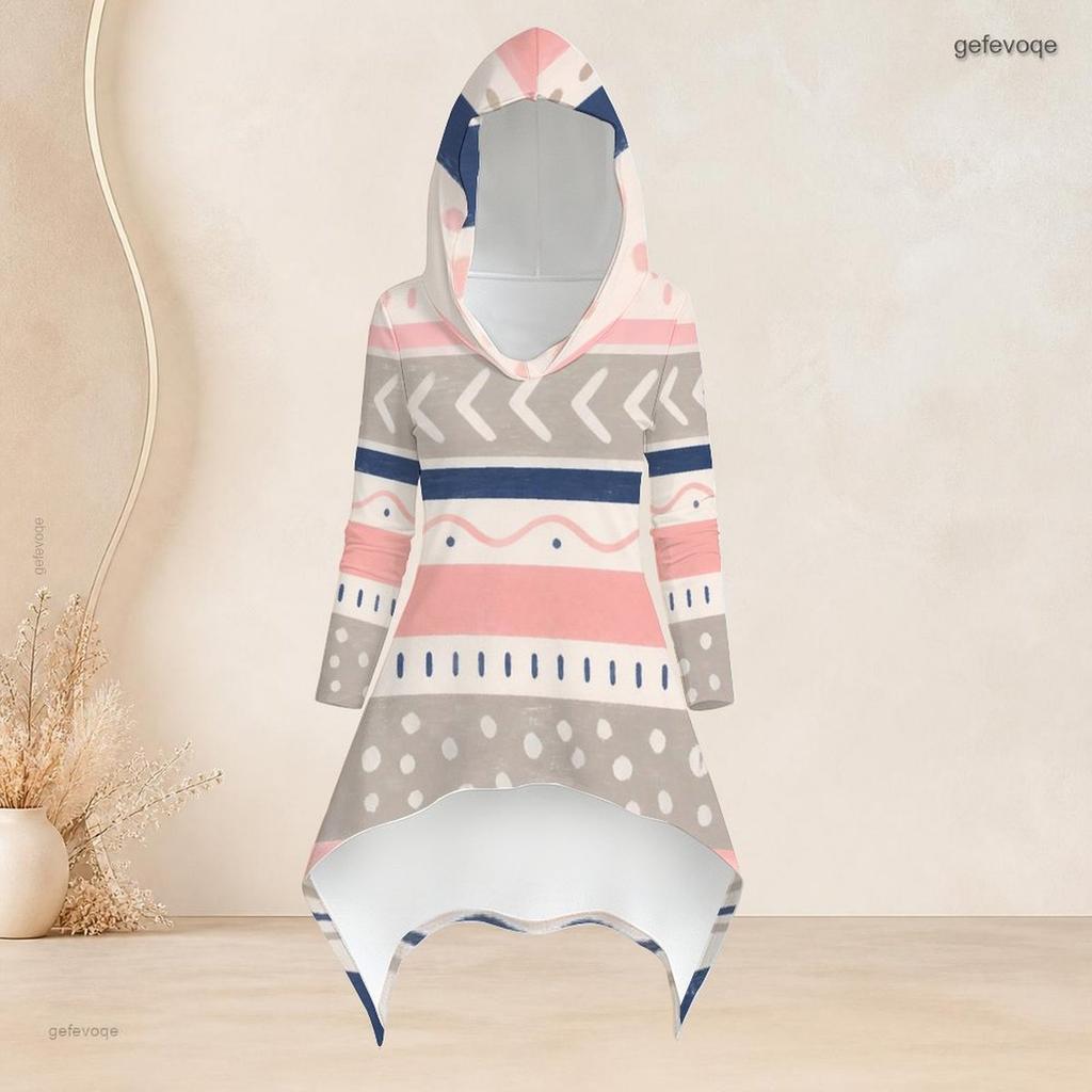 Women Plus Size Hooded Long Sleeve Printed High Low Top Fitted Pants Two Piece Set
