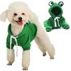 Dog Hoodie Sweatshirt Puppy Sweaters Coats Cute Green Frog Dog Costume Winter Warm Jacket Pet Cold Weather Clothes Doggie Outfit
