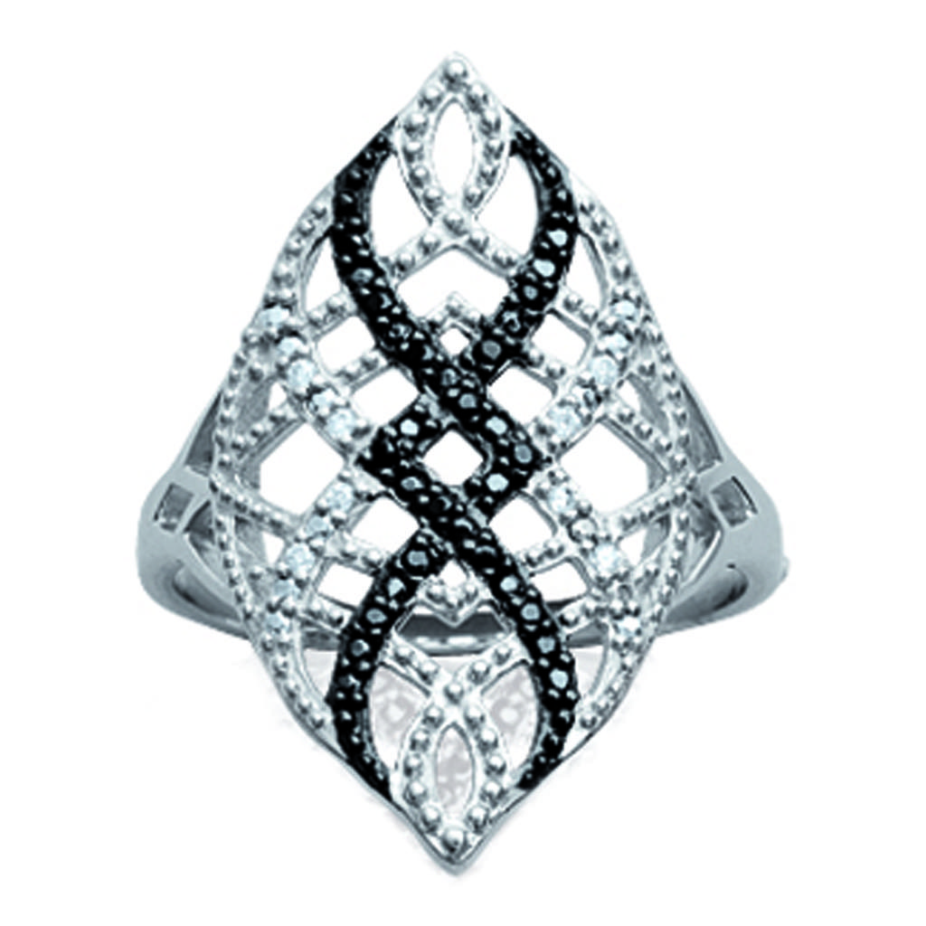 Silver Ring 'Carmen' Black White Silver (rhodium) - 28 Mm