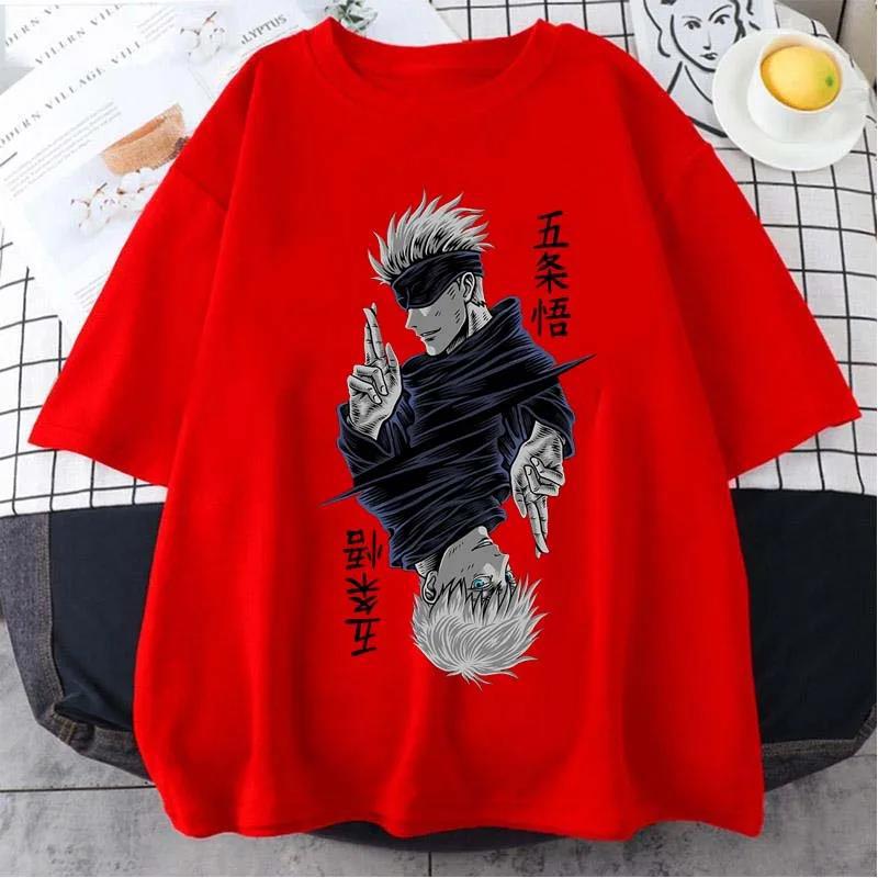 Мода Jujutsu Kaisen Satoru Gojo аниме принт женская футболка с круглым вырезом и коротким рукавом черная белая летняя футболка с коротким рукавом