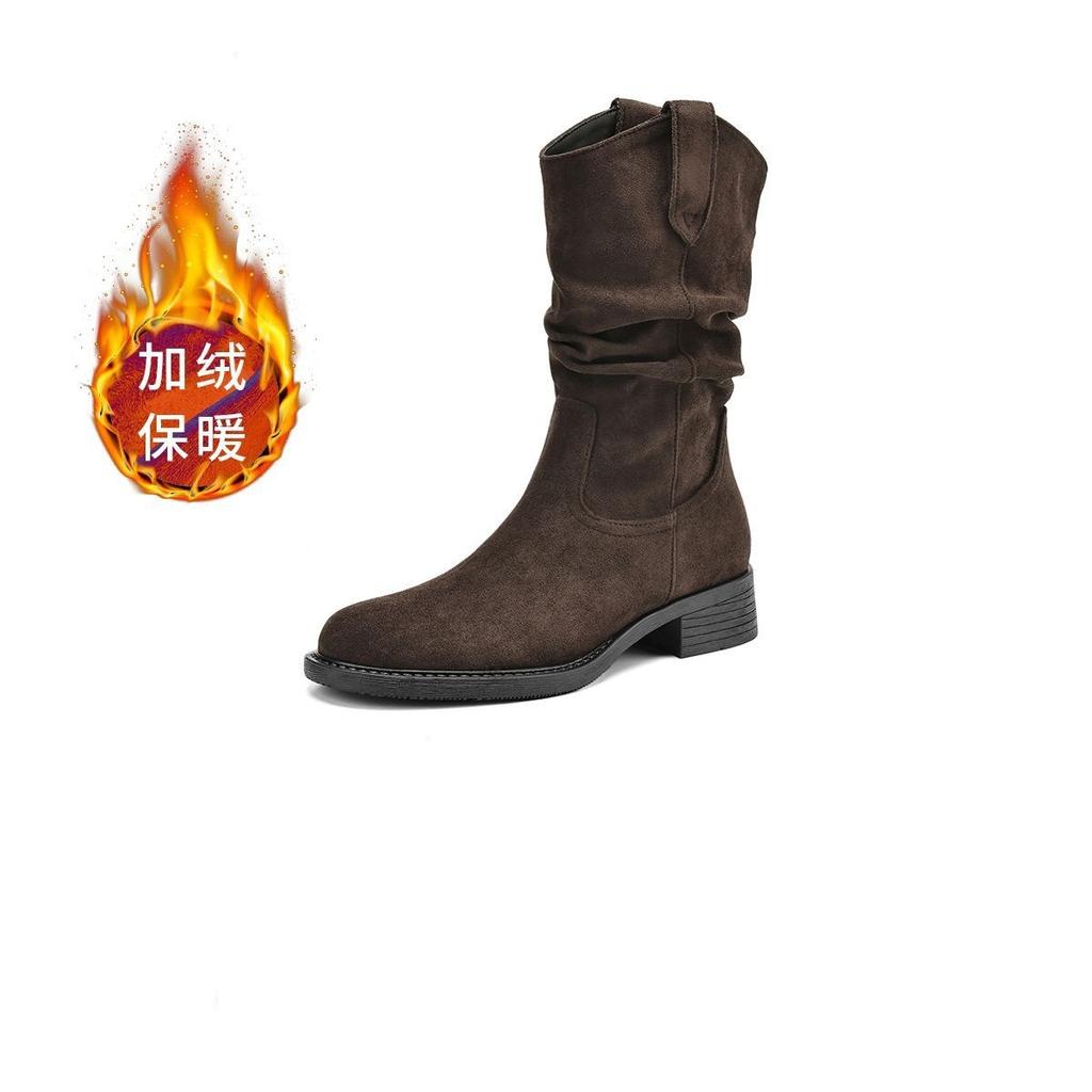 Premium Stacking Boots Women's Medium Tube Autumn Boots New Merad Western Cowboy Boots Knight Martin Boots