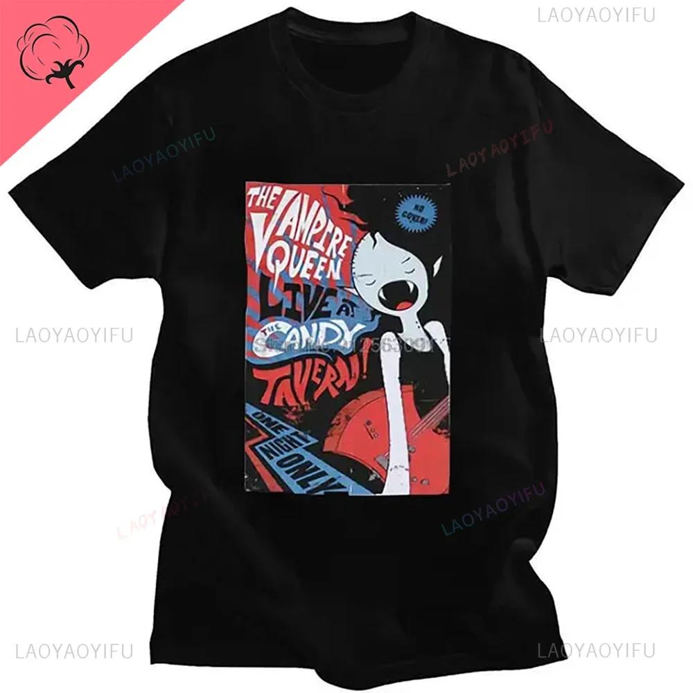 Модная хлопковая футболка Время приключений Марселин Королева вампиров Футболка с коротким рукавом Летняя одежда с круглым вырезом Унисекс Повседневные топы