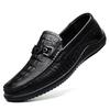 Модные весенне-осенние туфли из натуральной кожи Bean Shoes для мужчин, большого размера, из крокодиловой кожи, мужские туфли для вождения, модные повседневные черные мокасины для мужчин