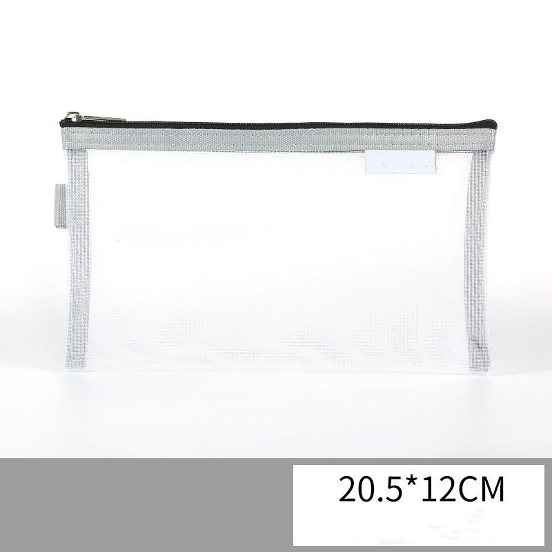 Large Capacity Simple Color Pencil Case Student Exam Series Hand Account Net Yarn Transparent Stationery Storage Supplies Bag