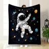 Astronaut Floating in Space Patterned blanket, flannel, suitable for all seasons, home decor, warm and cozy