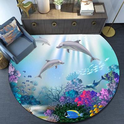 3D ковер с принтом дельфинов и океана, нескользящий ковер, художественный напольный коврик для гостиной, спальни, игровой зоны