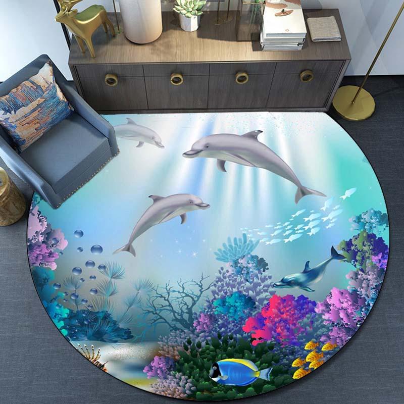 3D ковер с принтом дельфинов и океана, нескользящий ковер, художевой напольный коврик для гостиной, спальни, декора для игровой зоны