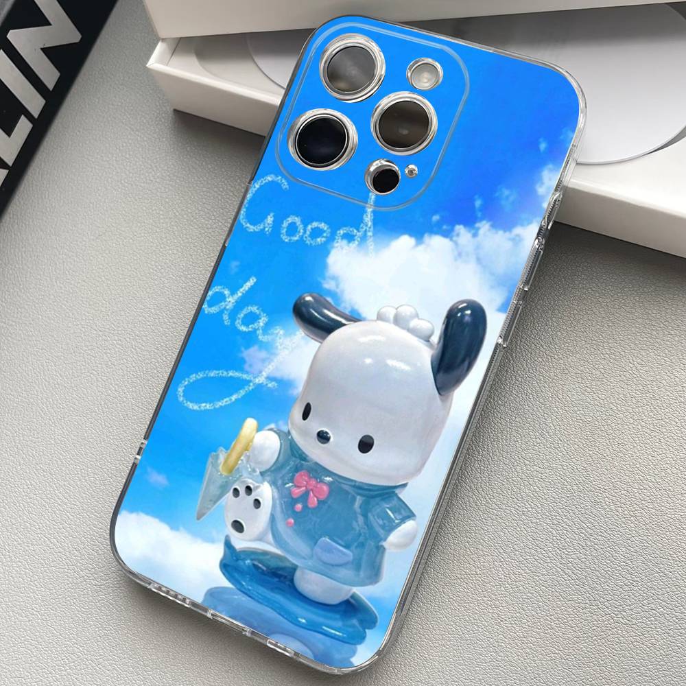 Cute Cartoon P-pochacco Silicone Phone Case Material For iPhone 17 16 15 11 12 13 14 Pro Max Mini Plus Soft TPU