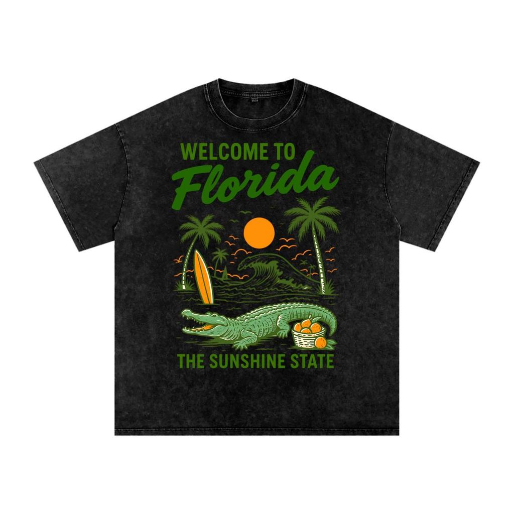 Florida | Snow Washed Oversized Cotton T-Shirt and kids shirt