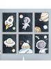 Cute Cartoon Astronaut Space Planet Rocket Satellite Car Minimalist Wall Print Canvas Poster for Modern Home Decor