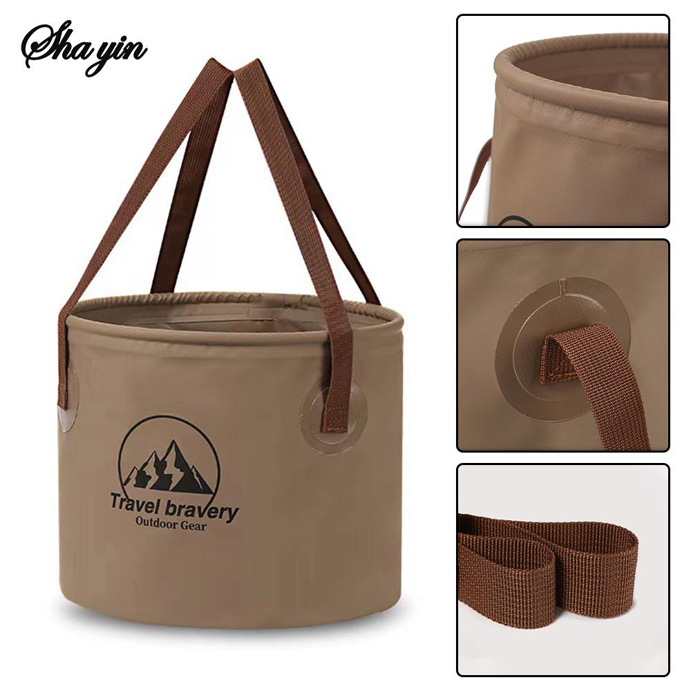 10/20L Folding Portable Bucket with Cover Car Wash Fishing Bathroom Tool Silicone Bucket Outdoor Camping Organizing Bag