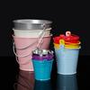 Tinplate Flower Barrel Miniatures Pastoral Tinplate Water Bucket Iron Flower Pot  Kids Toy