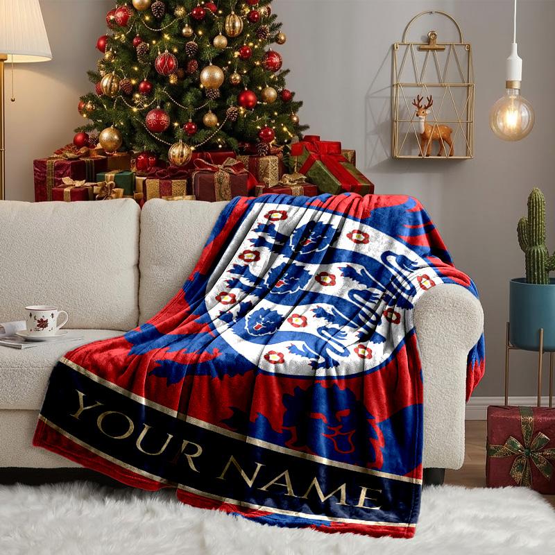 Custom Name England National Blanket Bedding Blanket for Women Men, Soft Throw Blankets for Couch,Bed, picnic, Christmas gifts