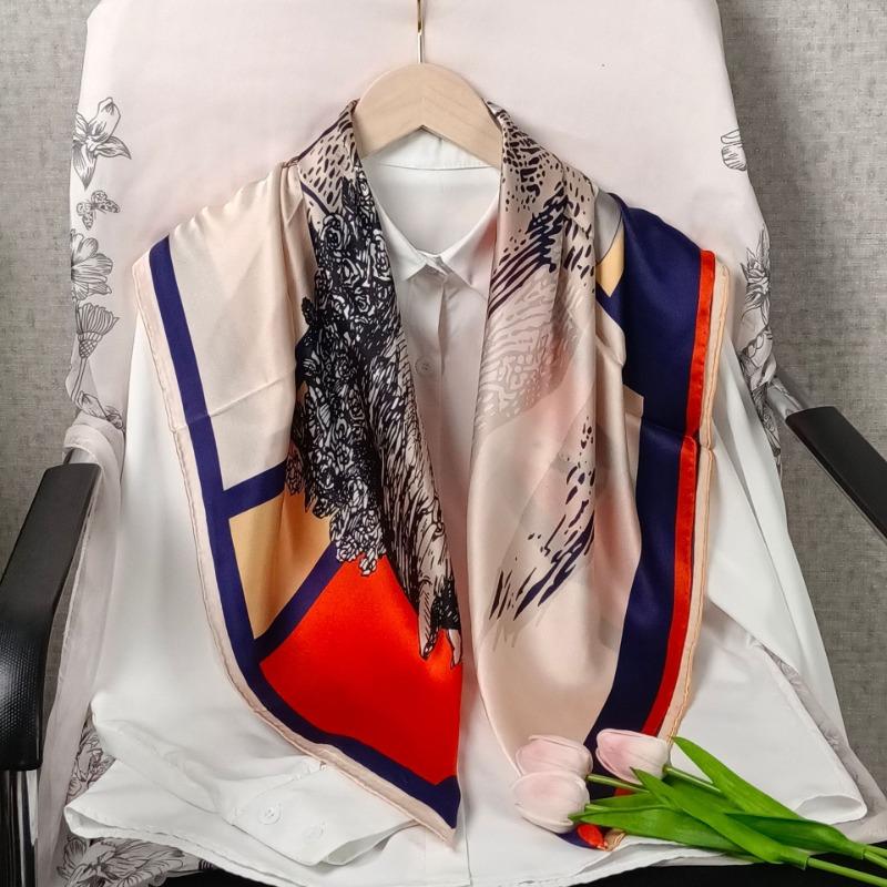 Spring and Autumn Thin Silk Scarf Women's Mulberry Silk 90 Square Scarf Versatile Fashion Shirt with Shawl Silk Scarf