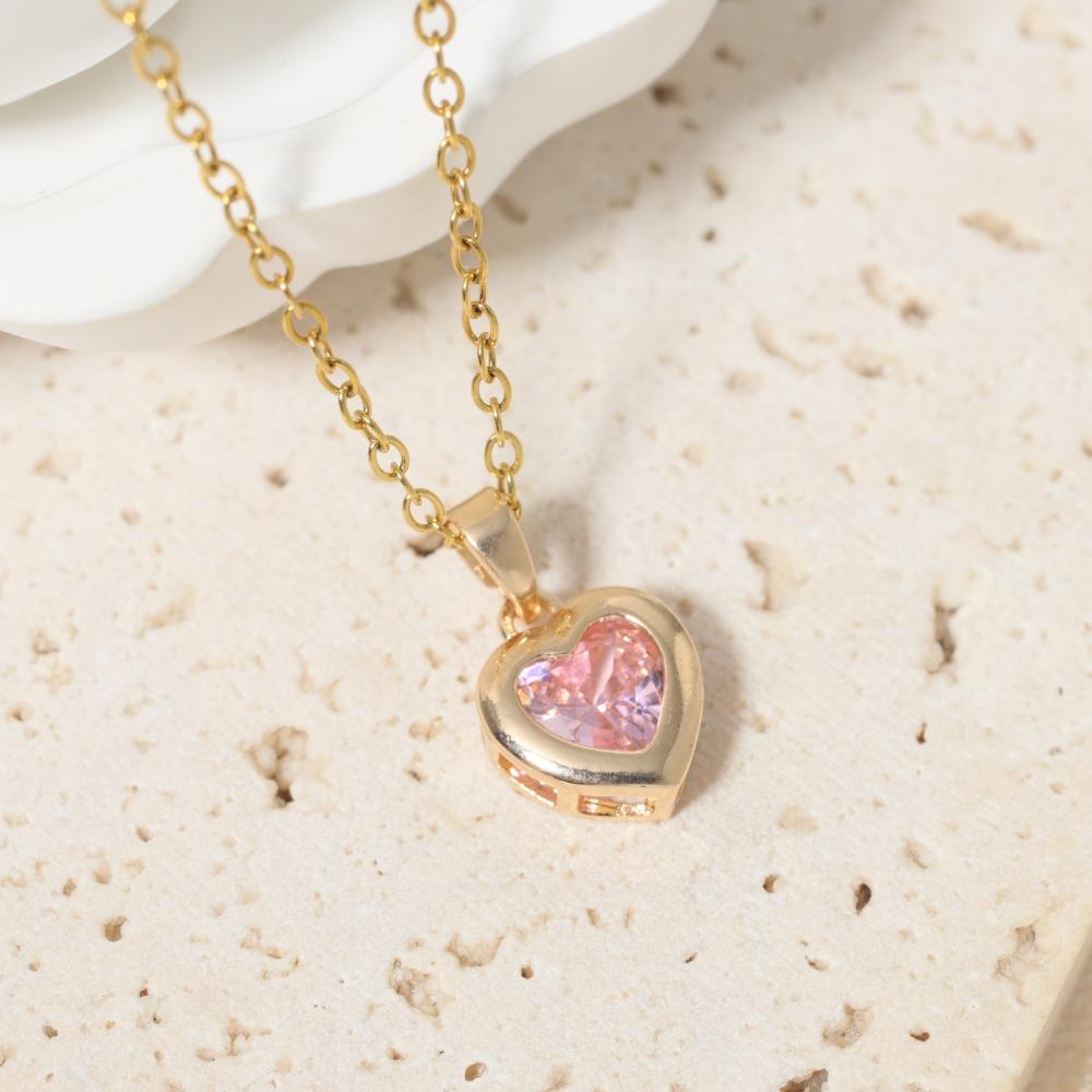 Heart Pendant Necklace for Women New Fashion Golden Stainless Steel Clavicle Chain Wedding Party Daily Wear Jewelry Accessories
