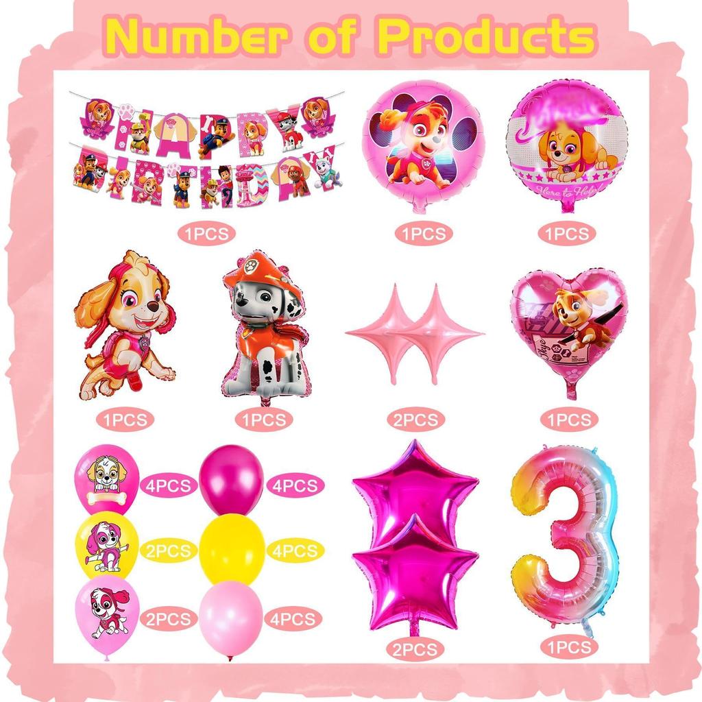 Набор детских воздушных шаров на день рождения, Цифровой шар из алюминиевой фольги в стиле «Щенячий патруль», Украшение для детской вечеринки по случаю дня рождения