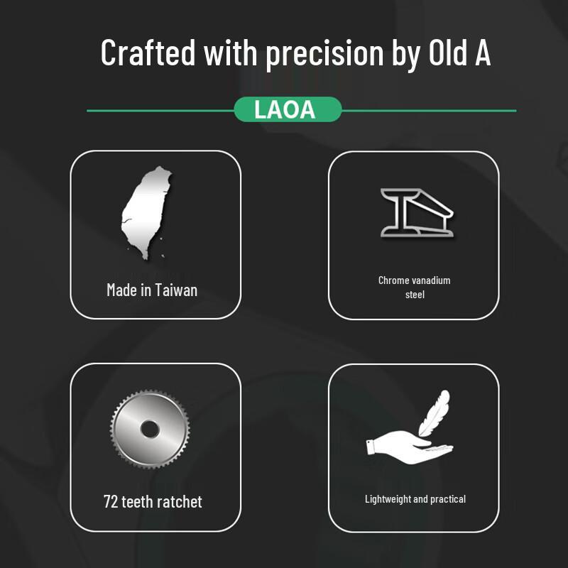 LAOA 72-Tooth Short Handle Dual-Use Ratchet Wrench