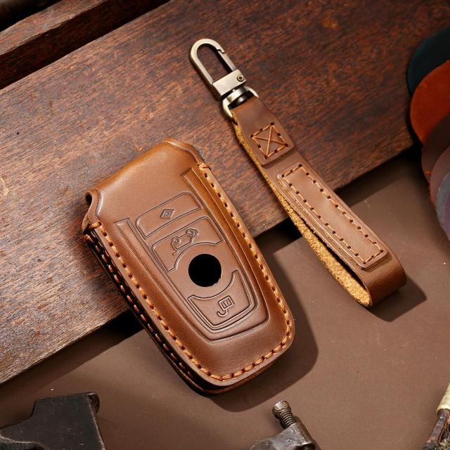 Key Case for Car Luxury Leather Fob Keychain Accessories For BMW CAS4 CAS1 1 2 5 7 Series X1 X3 X5 X6 X5M X6M Holder Keyring