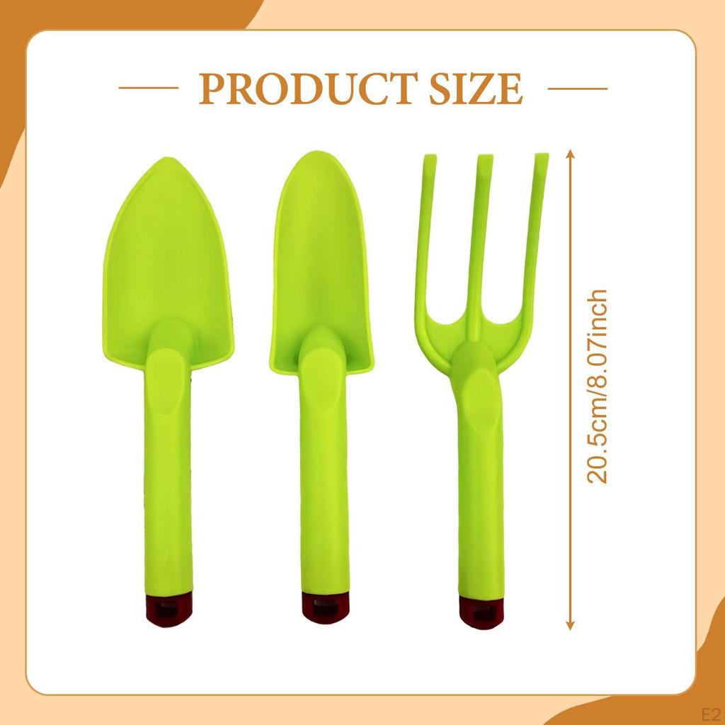 3 Pieces Kids Gardening Tools Includes Shovels Rake for Boys Girls Compact Accessories Lightweight