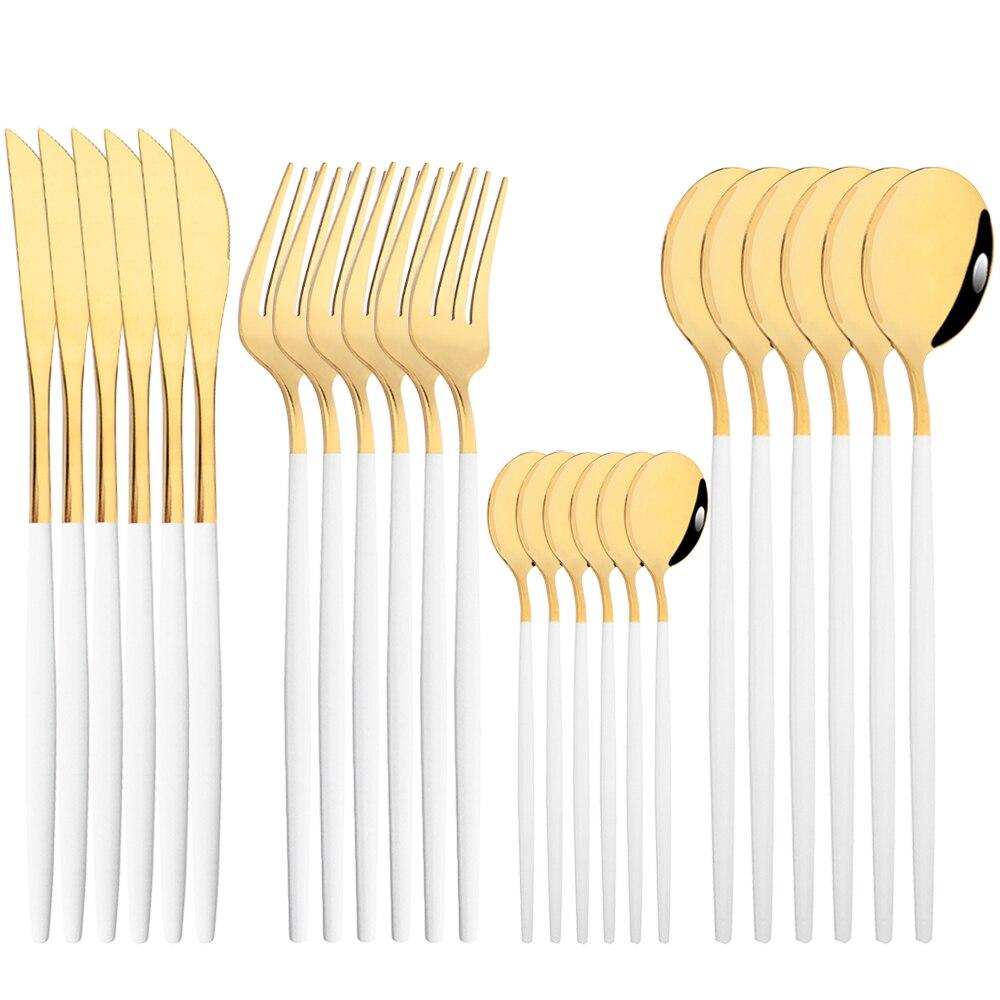 Mirror 24pcs Dinnerware Set Western Stainless Steel Cutlery Set Black Fork Spoon Silverware Set Knife Flatware Set Tableware Set
