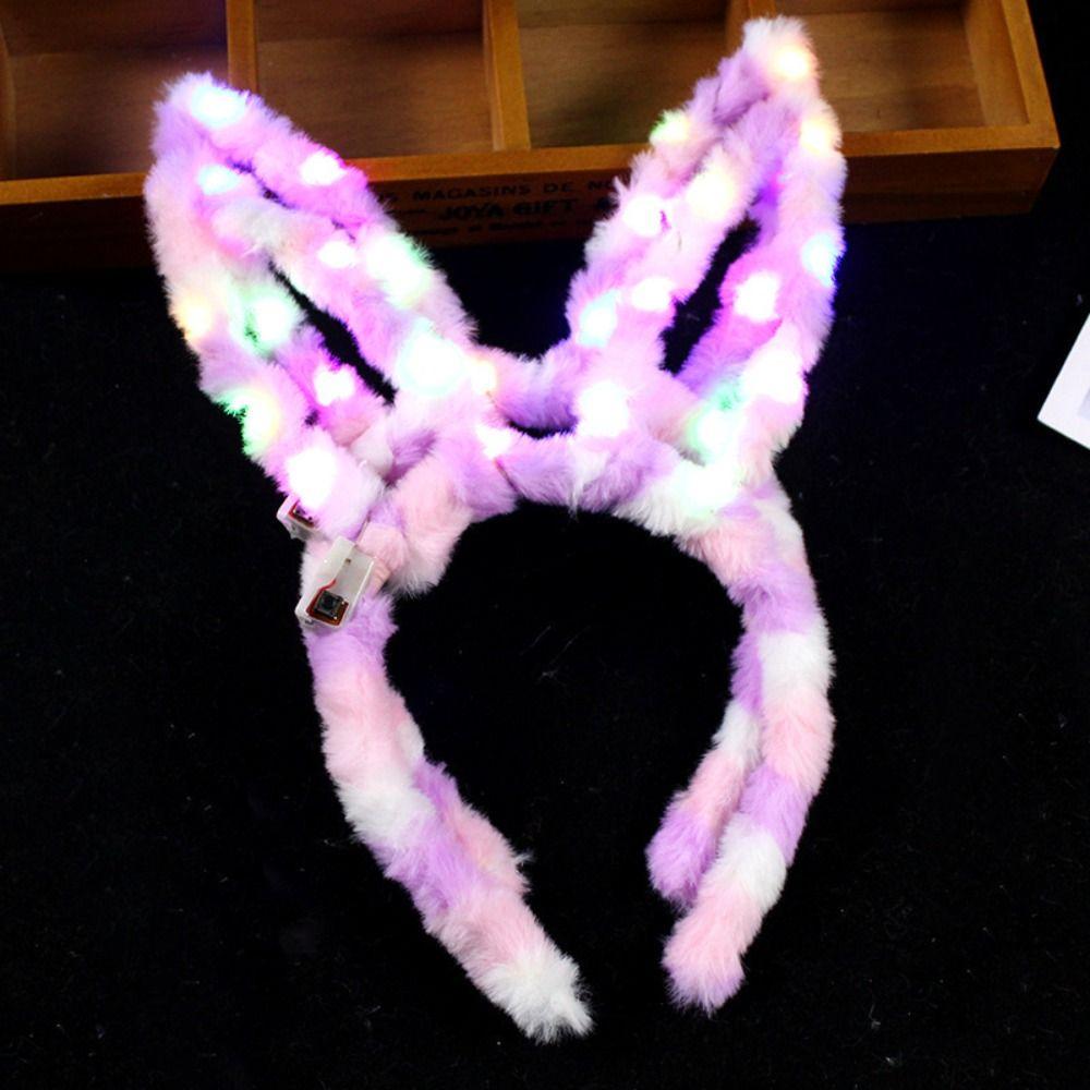 LED Lights Rabbit Ears Glow Hair Band Luminous LED Lights Headband Plush Hair Hoop Children