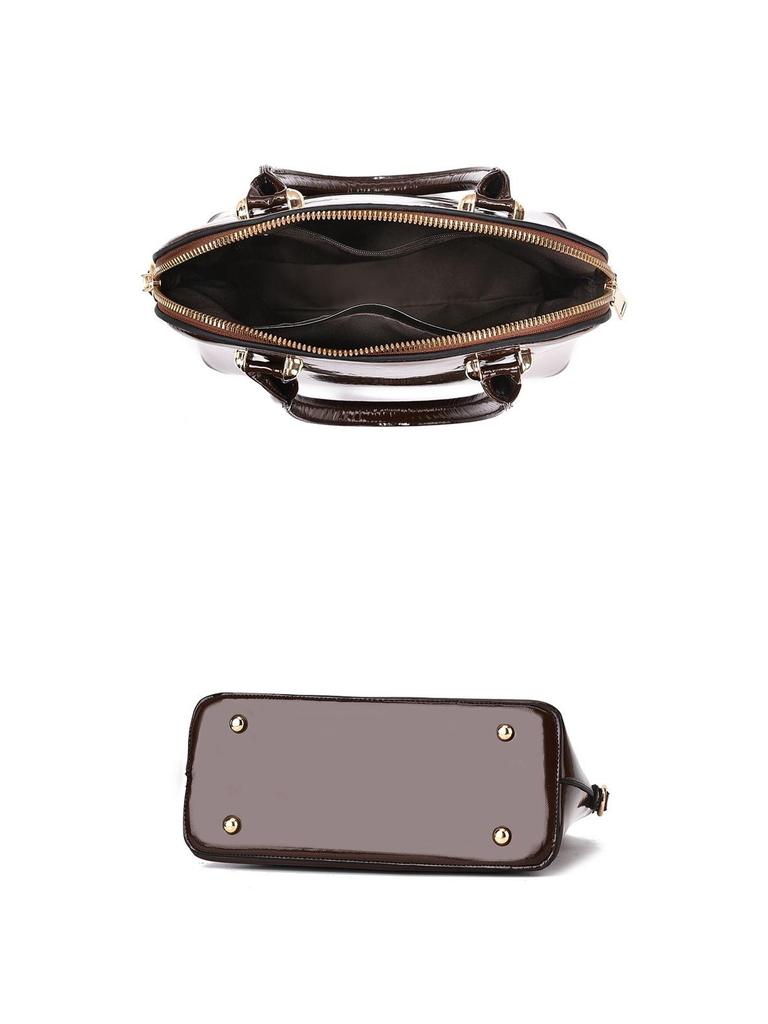 Женская лаковая сумка-тоут 2025: Универсальная европейская и американская модная сумка, ручная, на плечо или через плечо, красного и черного цвета.