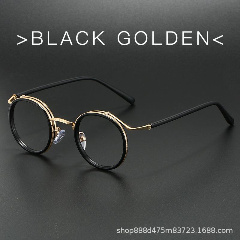 Metal round frame new retro trend men's fashion literary anti-blue light frame glasses round women's flat glasses