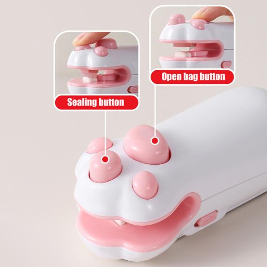 Мини запайщик пакетов в виде кошачьей лапки с резаком, перезаряжаемый от USB, портативный, для вакуумной запайки пакетов для закусок и продуктов, термозапайщик, открывалка, кухонный гаджет
