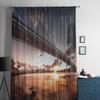 Мост Квинсборо Ист-Ривер на закате Шифоновые прозрачные шторы для гостиной, спальни, занавески на окна, вуали, тюль, занавески