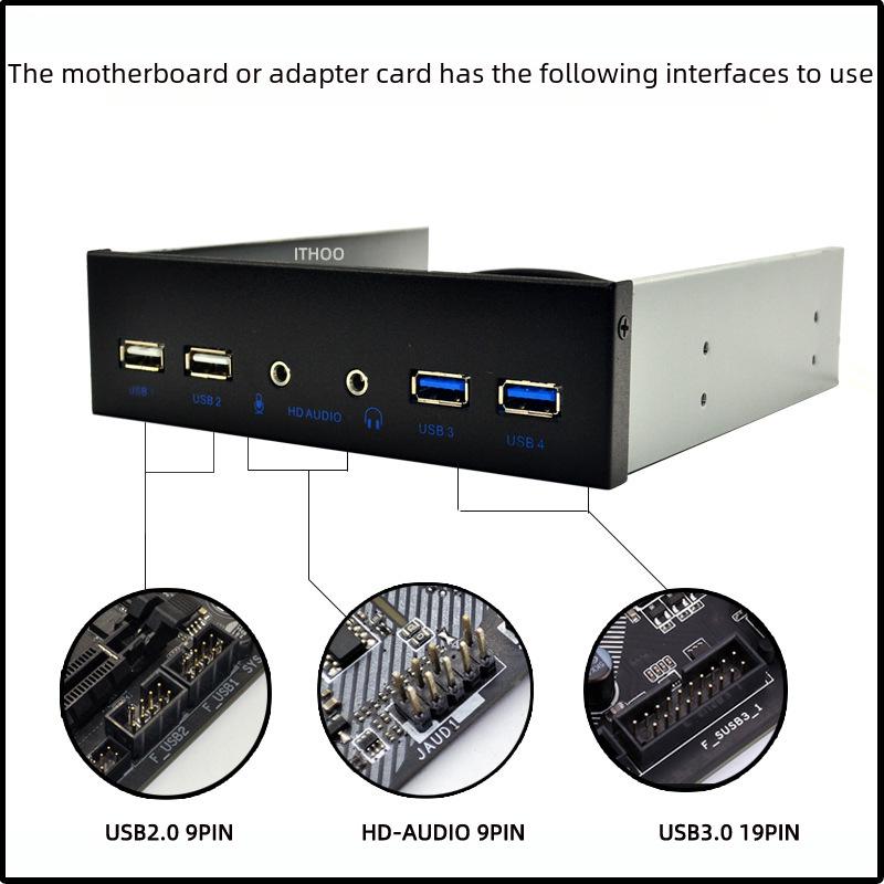 Панель расширения USB3.0/2.0 для оптического привода и аудио с 19-контактным HD-Audio