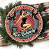 Bettie Page Retro Pinup Girl 8x8 Round Aluminum Wall Art Durable Metal Sign for Home Office Decor Ideal Gift for Bar Cafe