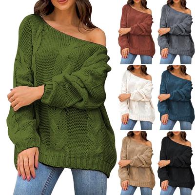 Женский и зимний вязаный модный однотонный пуловер с длинным рукавом