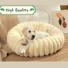 Plush Pet Nest Winter Cat Nest Dog Nest High Weight Straight Strip Plush Pet Mat Detachable Washable Round Cat Nest Pet Bed