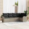 Garden Sofa Set 5 pcs Light Grey Poly Rattan