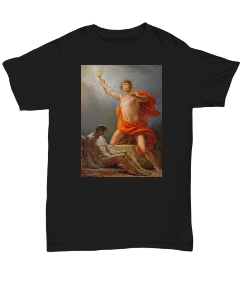 Prometheus Holding Fire Ancient Greek Art T-shirt