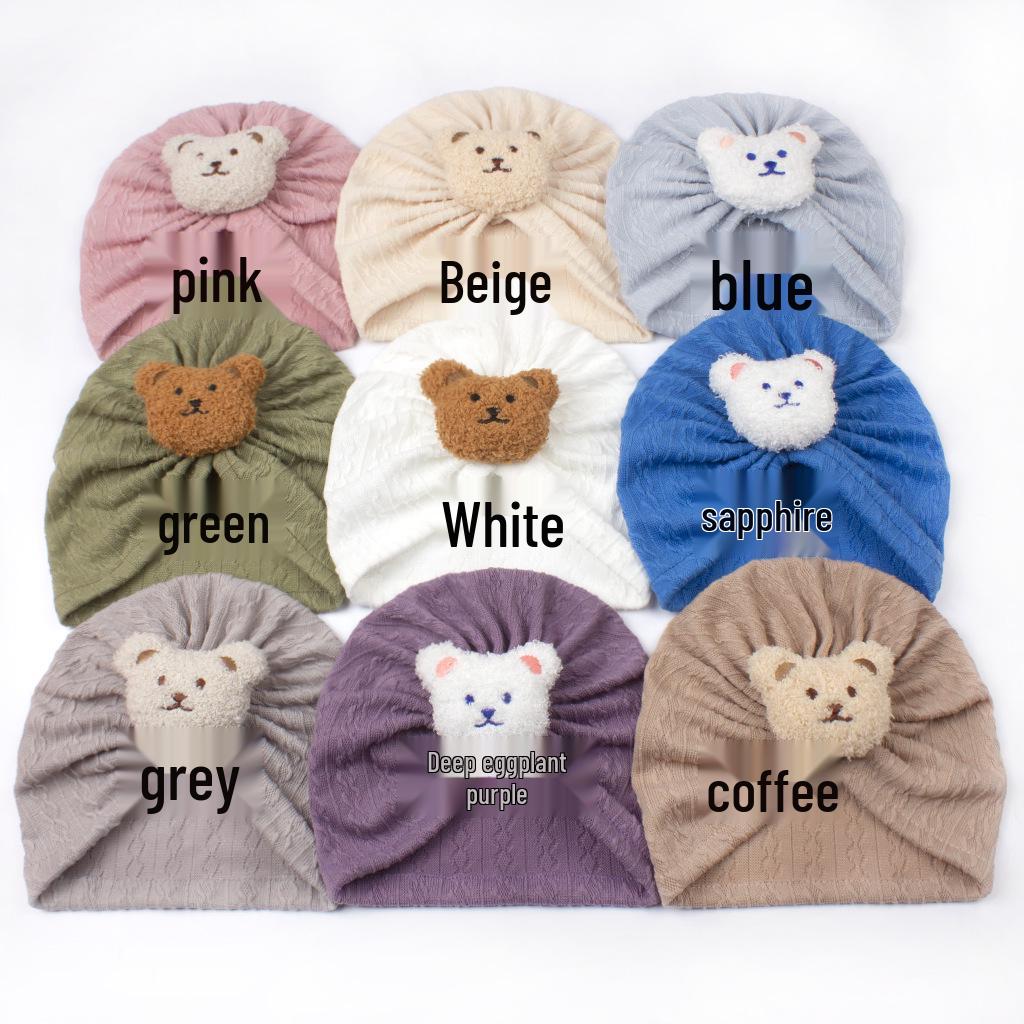 Весенне-осенний милый детский жаккардовый пуловер с мишкой и шапка-повязка