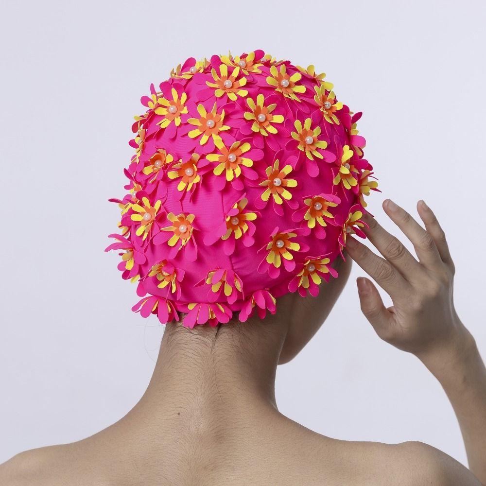 Цветок Цветочный Лепесток Шапочка для плавания Длинные волосы Шапочка для плавания Пляжная шапочка для плавания Шапочка для плавания Водные виды спорта