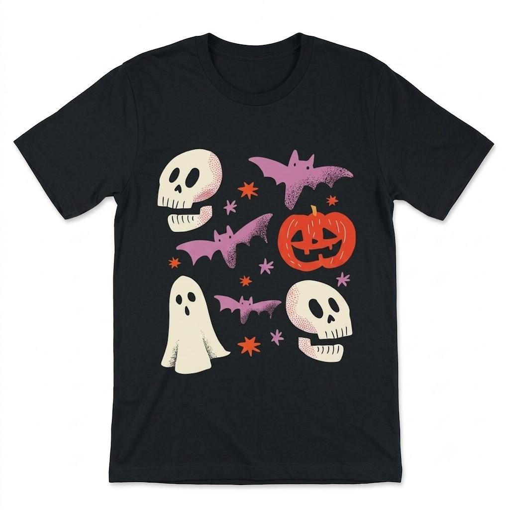 Halloween Ghost Skeleton Skull Halloween Black T Shirt Gift For Friends