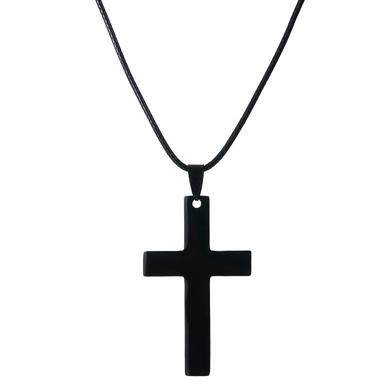 Fashion Stainless Steel Cross Pendant Necklace For Women Men Rope Chain Charm Necklace Cool Boys Girls Punk Hip Hop Jewelry Gift