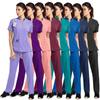 Quick-Dry Short-Sleeve Zipper Gown for Beauty Salon/Hospital Nurses with Casual Stand-Up Collar