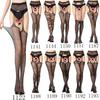 Black Lace Suspender Fishnet Stockings with Non-Slip Garter Belt