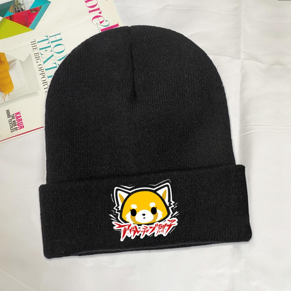 Aggretsuko Knitted Hat Beanie Autumn Winter Hats Warm Color Retsuko Anime Panda Death Metal Cap Unisex Women Gift