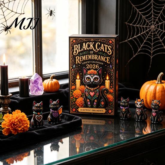 Мексиканская культура Коллекционный Адвент-календарь Дня Мертвых, 24-дневный набор акриловых украшений с художественными праздничными дизайнами в виде черепа и бархатцев для распаковки,