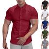 Мужская повседневная рубашка с коротким рукавом, модная рубашка с лацканами
