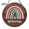 Classroom Decor Sign Wooden Welcome for Door, to Our Round Door Hanging Hanger, Front Sign, Back School Preschool Decoration