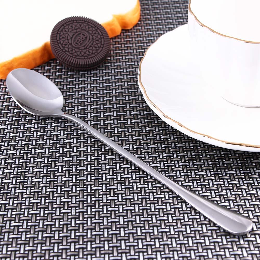 Dinner Round Picnic Dessert Long Spoon Handled Coffee Teaspoon Stainless Tea Spoons
