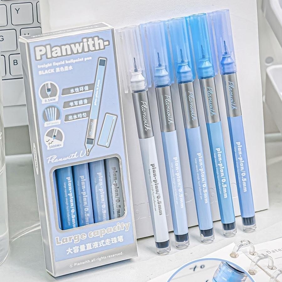 5pcs Endorse Series Gel Pens Set Gradient Color 0.5mm Ballpoint Quick Dry Black Ink for Daily Writing Office A7575